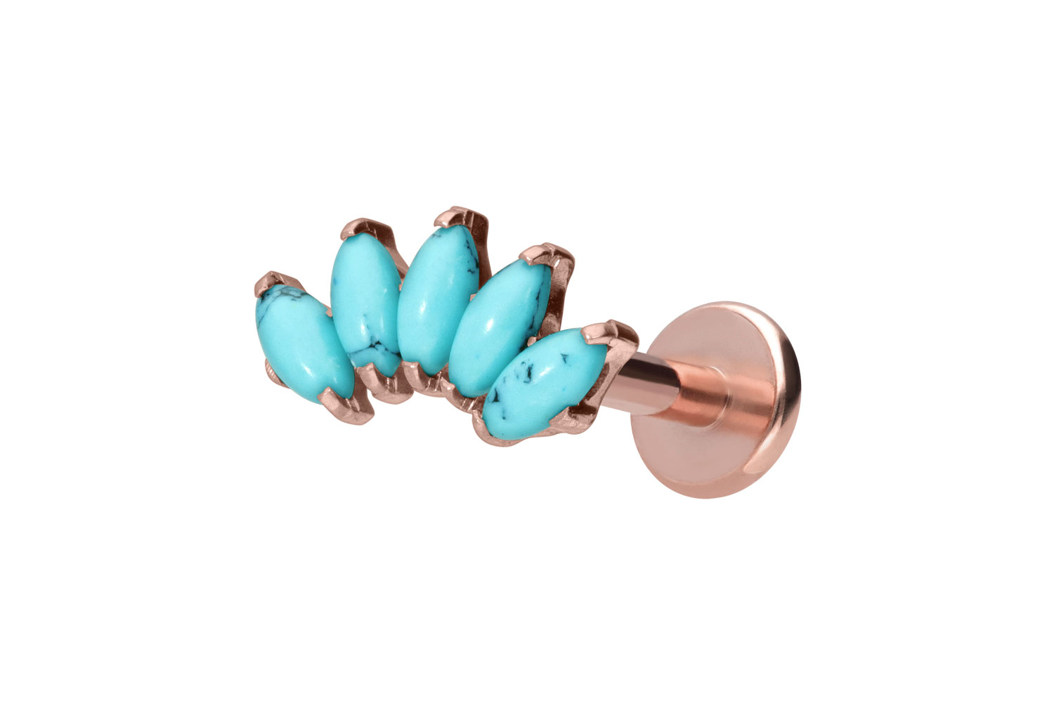 Titan Labret Piercing mit Innengewinde BOGEN + SYNTHETISCHE TÜRKISE